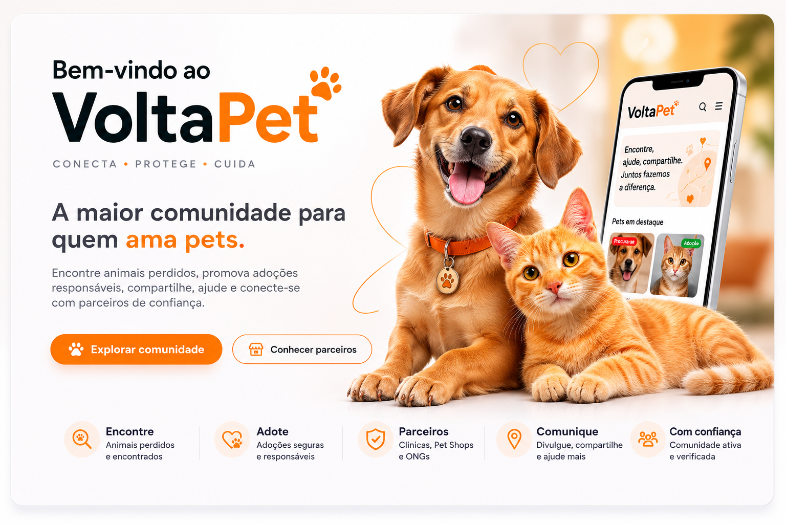 Bem-vindo ao VoltaPet — Pacote, nosso mascote, inspirou a criação da plataforma